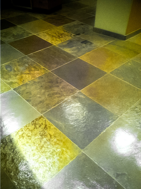 Slate floor tile AFTER cleaning & Sealing - AZ Tile & Grout Care Tucson